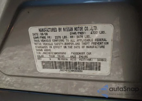 2009 Infiniti G37 Journey/Sport from USA, damaged, VIN JNKCV61E39M300650